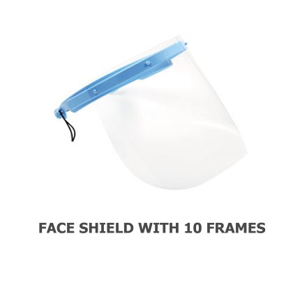 FACE SHIELD WITH FRAME + (10 SHIELDS)